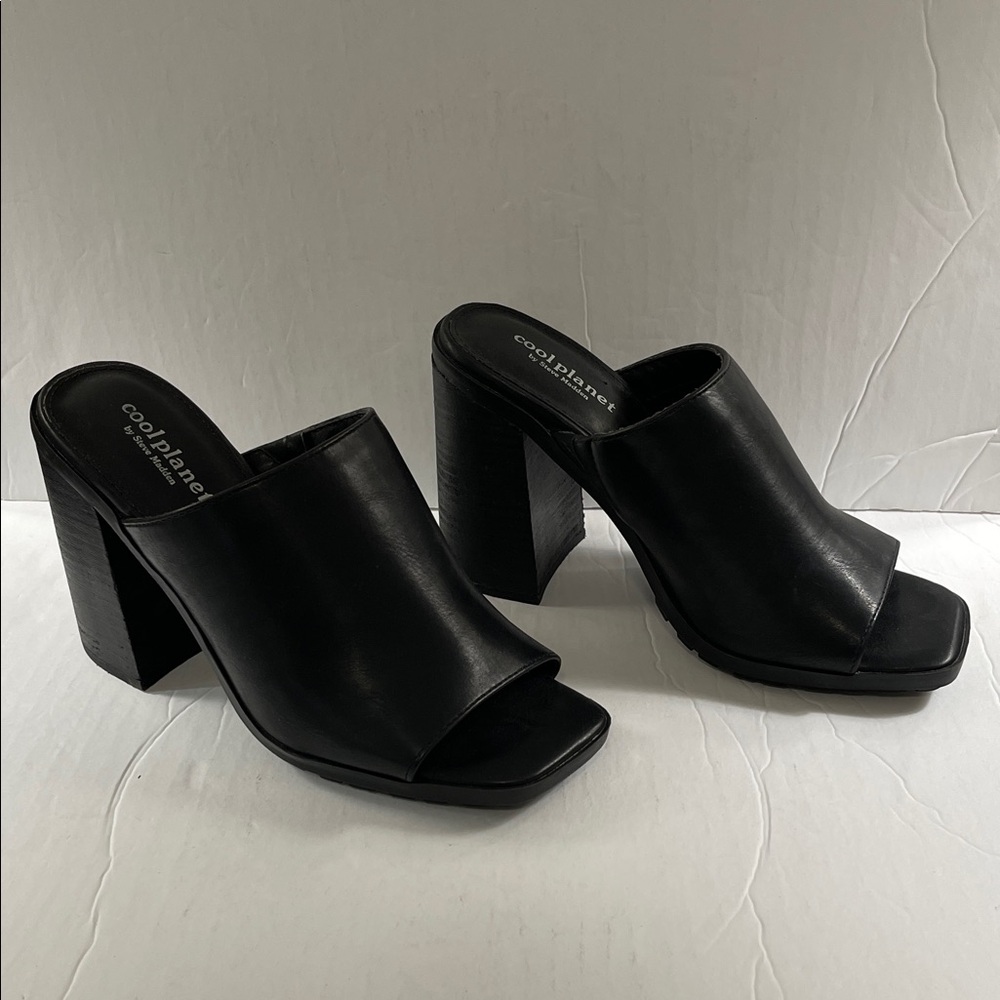 Cool Planet by Steve Madden Black Women's Heeled Mules Size 8.5